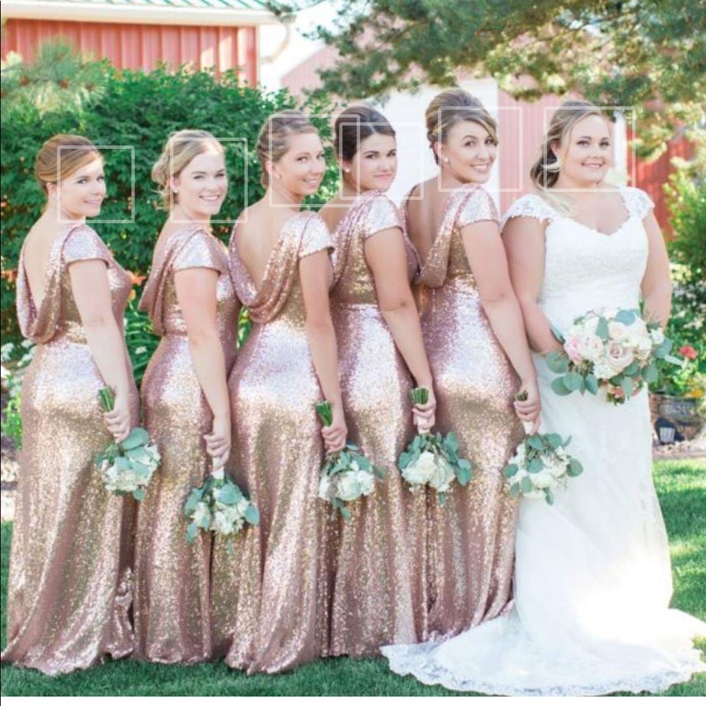 Revelry  Chole Rose Gold Sequin Prom dress